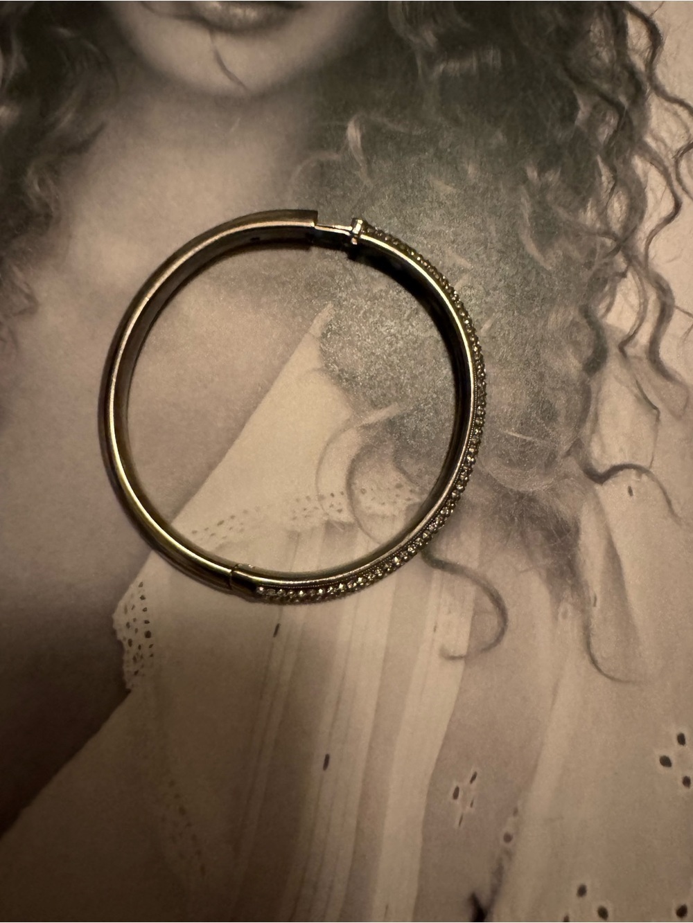 Classic Gold-Tone Hinged Hoop Earring with Pavé Accents